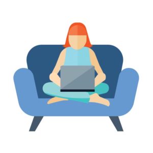 remote worker female couch