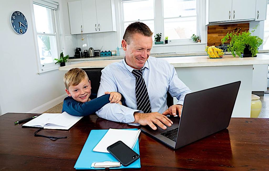 Gartner Highlights 9 Tips for Managing Remote Employees During & After COVID-19 3 Father and son remote working covid 19 Pivotal HR Solutions Blog