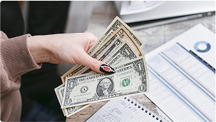 A Person Counting Money