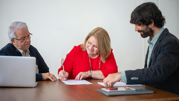 An Elderly Couple being consulted