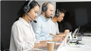 Shallow Focus of Woman Working in a Call Center